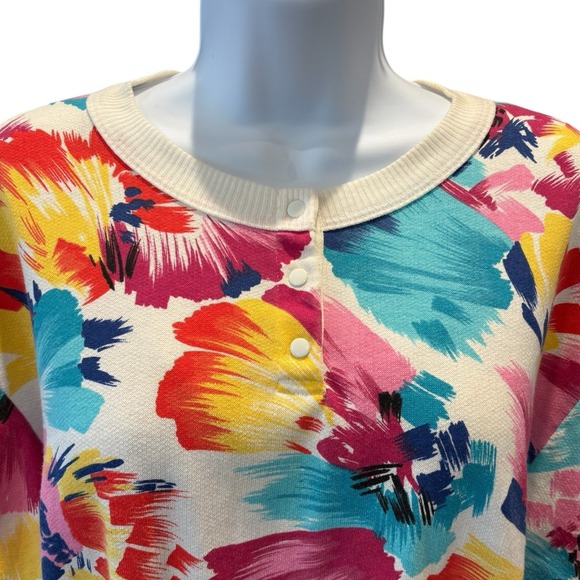 Vintage Koret Made USA Colorful Lightweight Floral Print Shirt Womens Large - Picture 3 of 5